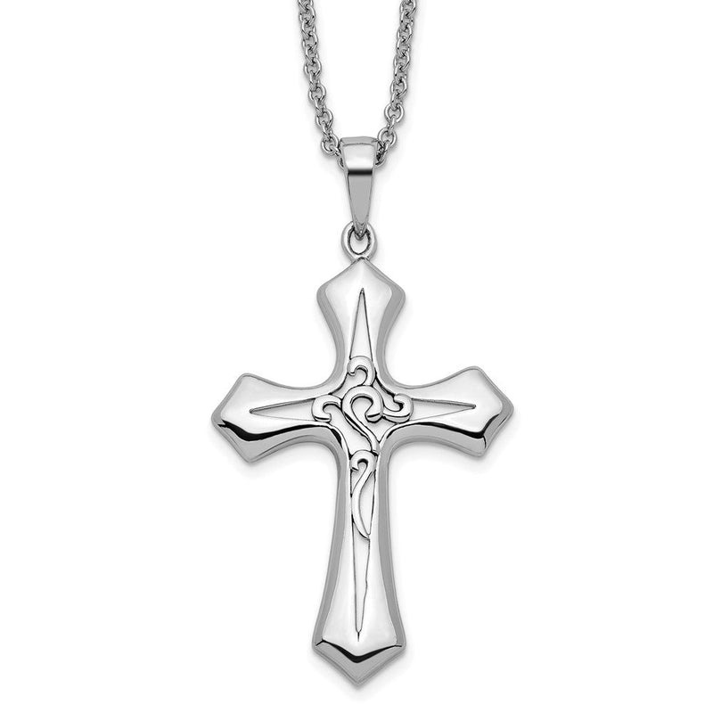 Sterlingsilber Sentimental Expressions Rhodiniert Antikisiert Abide in Him 18 Zoll Kreuz Halskette