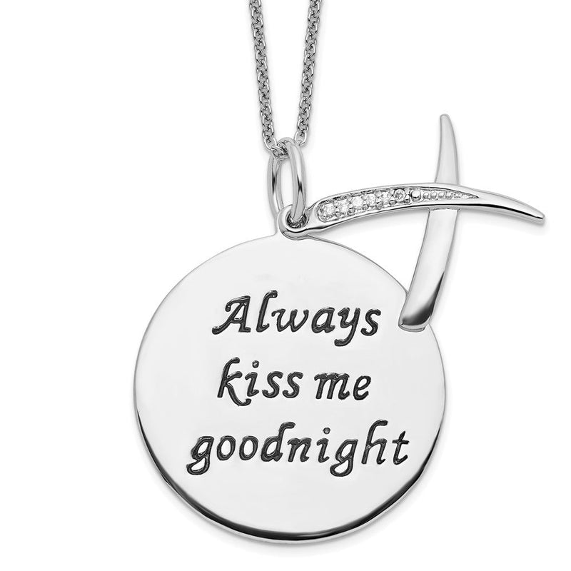 Sterlingsilber Sentimental Expressions Rhodiniert Antikisiert Zirkonia Immer Kiss Me Goodnight 18 Zoll Halskette