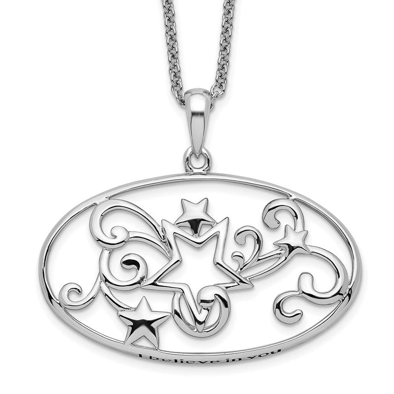 Sterlingsilber Sentimental Expressions Rhodiniert Antikisiert I Glaube in You 18 Zoll Stern Halskette