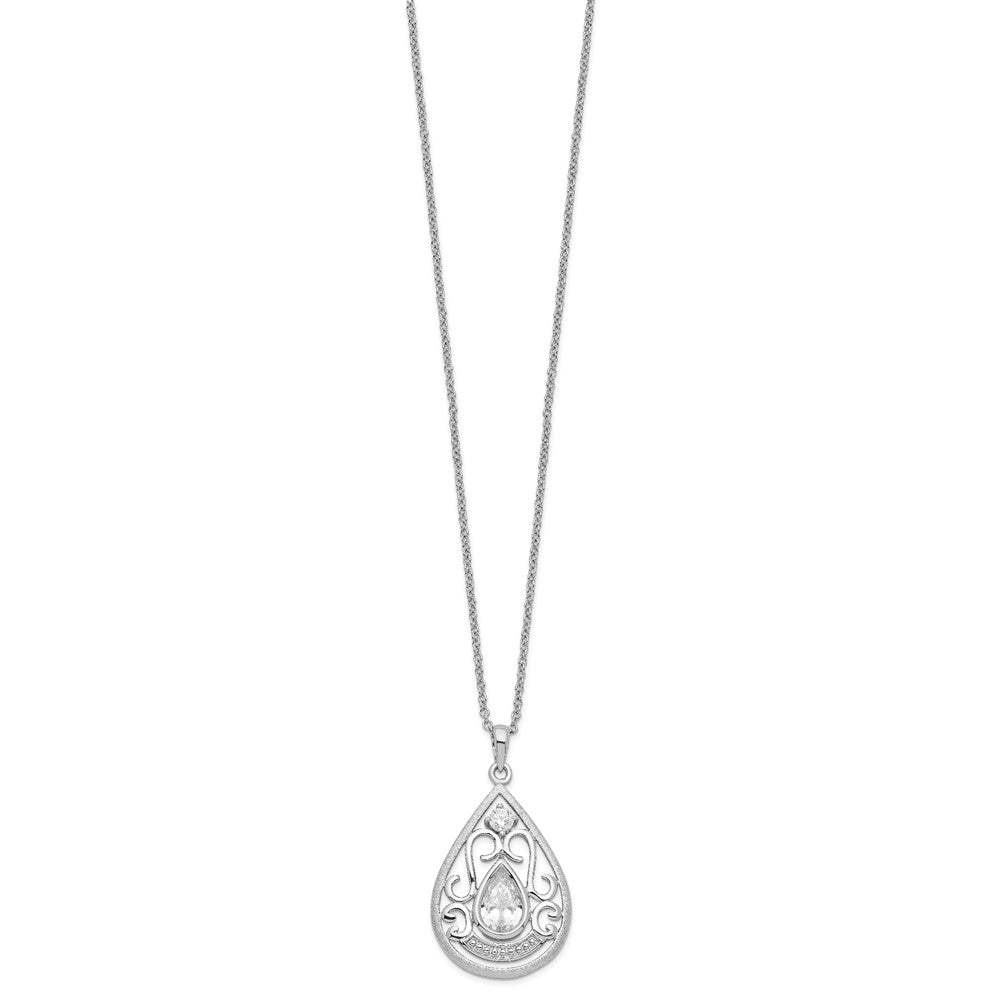 Sterlingsilber Sentimental Expressions Rhodiniert Zirkonia in Loving Erinnerung 18 Zoll Halskette