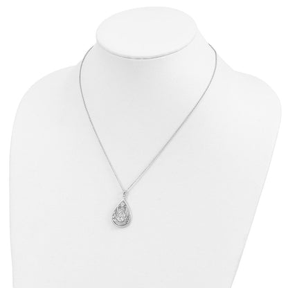 Sterlingsilber Sentimental Expressions Rhodiniert Zirkonia in Loving Erinnerung 18 Zoll Halskette