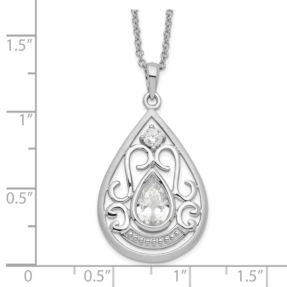 Sterlingsilber Sentimental Expressions Rhodiniert Zirkonia in Loving Erinnerung 18 Zoll Halskette
