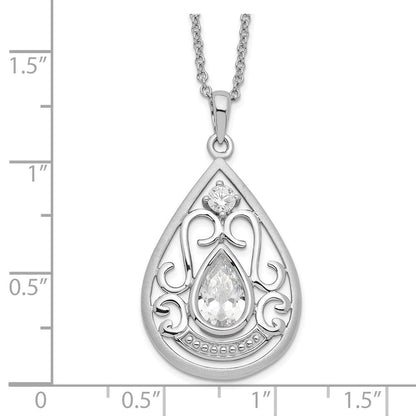 Sterlingsilber Sentimental Expressions Rhodiniert Zirkonia in Loving Erinnerung 18 Zoll Halskette