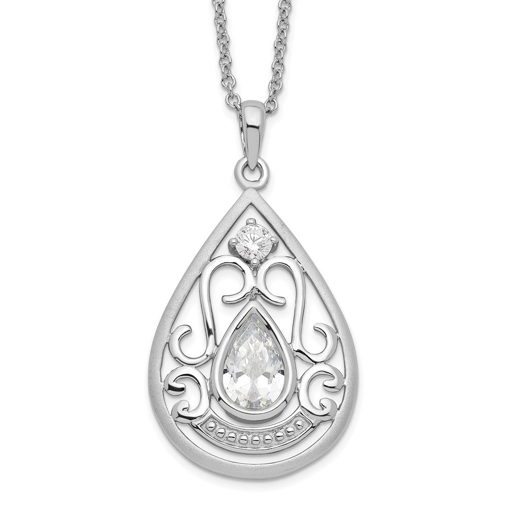 Sterlingsilber Sentimental Expressions Rhodiniert Zirkonia in Loving Erinnerung 18 Zoll Halskette