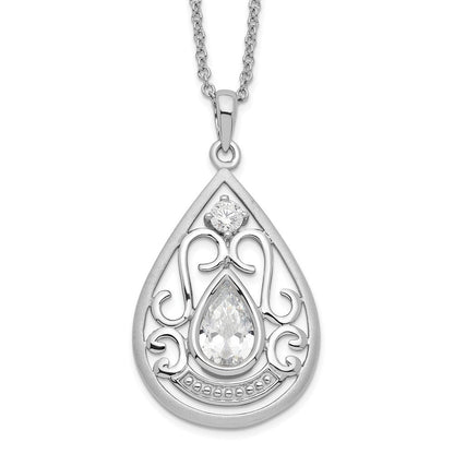 Sterlingsilber Sentimental Expressions Rhodiniert Zirkonia in Loving Erinnerung 18 Zoll Halskette