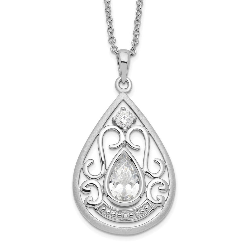 Sterlingsilber Sentimental Expressions Rhodiniert Zirkonia in Loving Erinnerung 18 Zoll Halskette