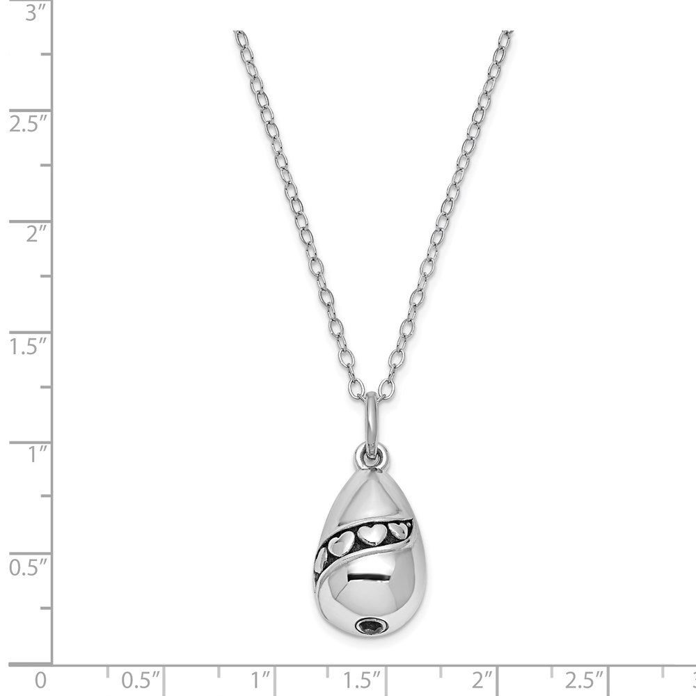 Sterlingsilber Sentimental Expressions Rhodiniert Antikisiert Tear Of Liebe Ash Halter 18 Zoll Halskette