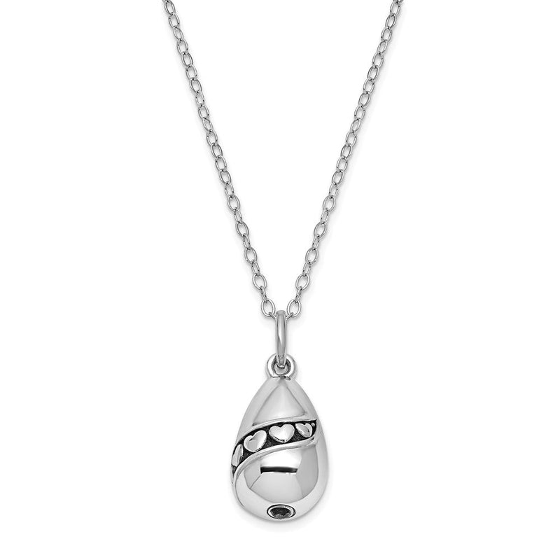 Sterlingsilber Sentimental Expressions Rhodiniert Antikisiert Tear Of Liebe Ash Halter 18 Zoll Halskette