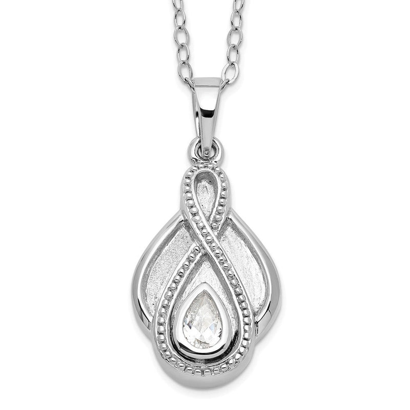 Sterlingsilber Sentimental Expressions Rhodiniert Zirkonia Tear Of Strength Ash Halter 18 Zoll Halskette