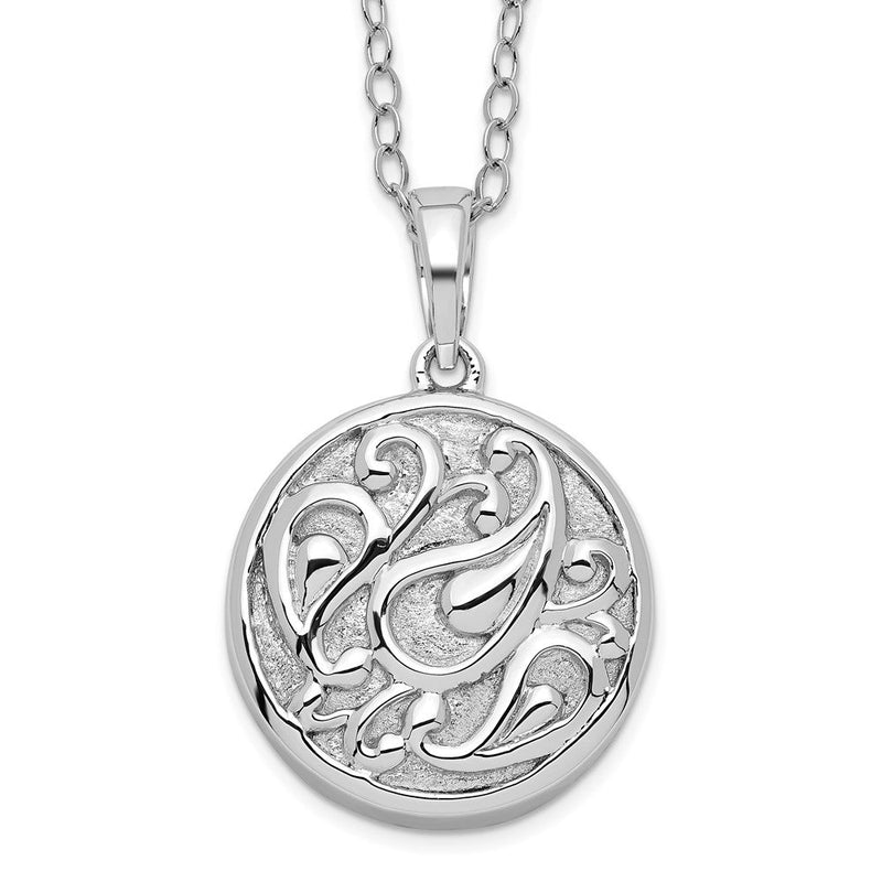Sterlingsilber Sentimental Expressions Rhodiniert Tear in Kreis Ash Halter 18 Zoll Halskette