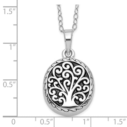 Sterlingsilber Sentimental Expressions Rhodiniert Antikisiert Baum Of Leben Ash Halter 18 Zoll Halskette