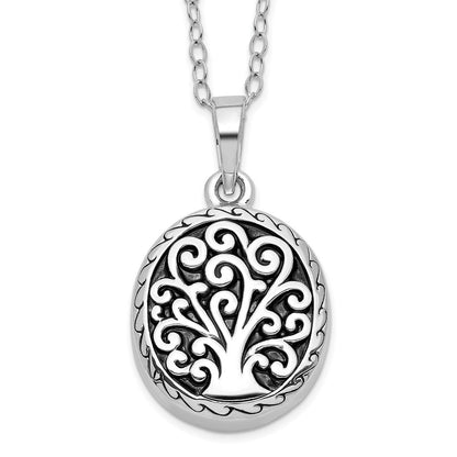 Sterlingsilber Sentimental Expressions Rhodiniert Antikisiert Baum Of Leben Ash Halter 18 Zoll Halskette