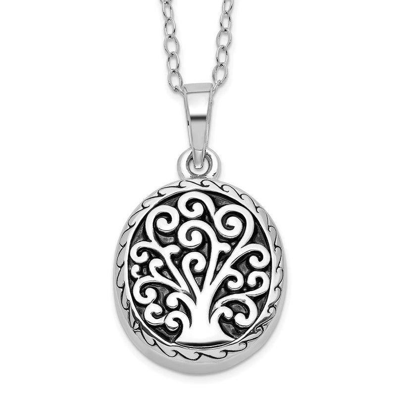 Sterlingsilber Sentimental Expressions Rhodiniert Antikisiert Baum Of Leben Ash Halter 18 Zoll Halskette