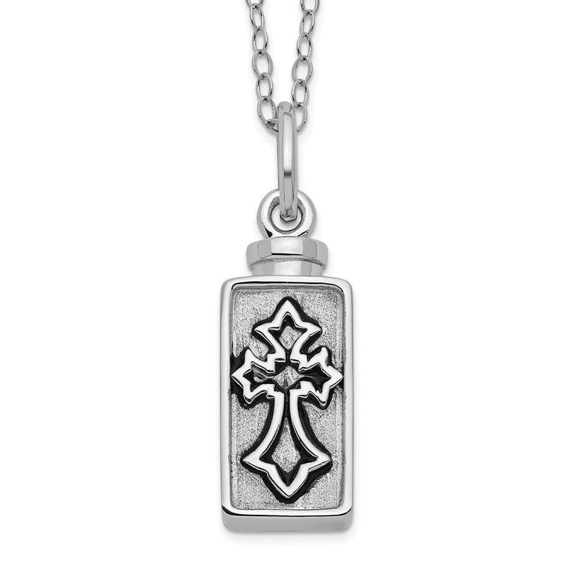 Sterlingsilber Sentimental Expressions Rhodiniert Antikisiert Rechteck Venezianer Kreuz Ash Halter 18 Zoll Halskette