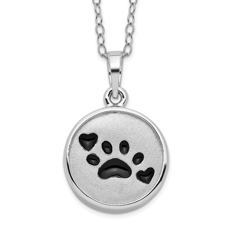 Sterlingsilber Sentimental Expressions Rhodiniert Emailliert Paw Druck Ash Halter 18 Zoll Halskette