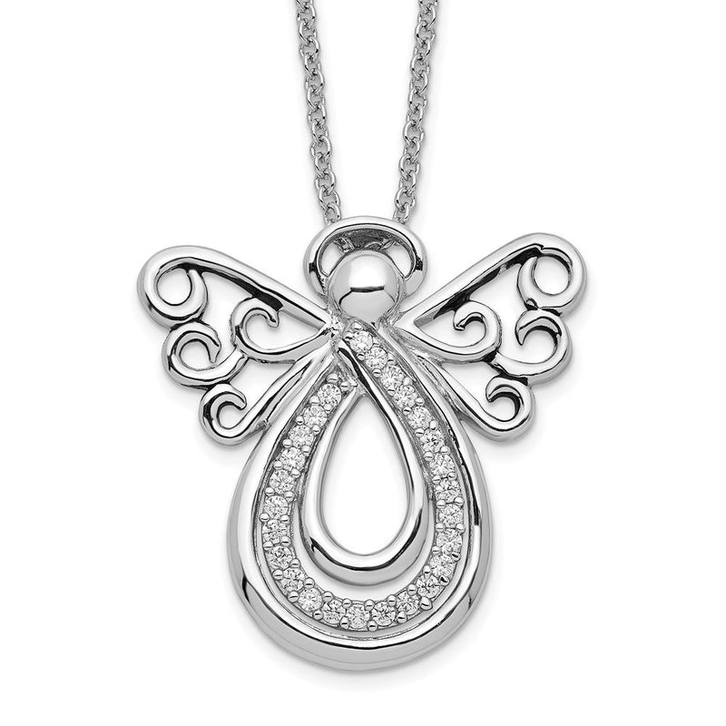 Sterlingsilber Sentimental Expressions Rhodiniert Zirkonia Engel Of Komfort 18 Zoll. Halskette
