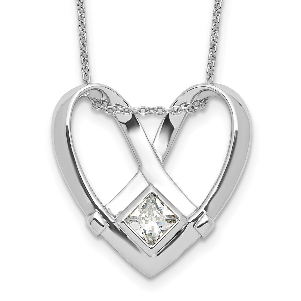 Sterlingsilber Sentimental Expressions Rhodiniert Zirkonia Captivated 18 Zoll. Halskette