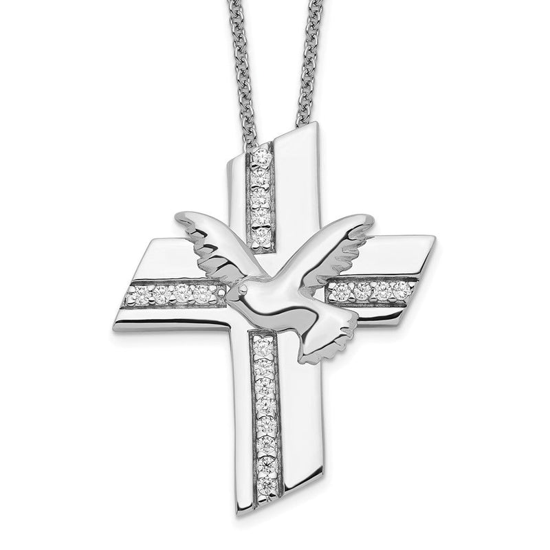 Sterlingsilber Sentimental Expressions Rhodiniert Zirkonia Firmung Blessings 18 Zoll. Halskette