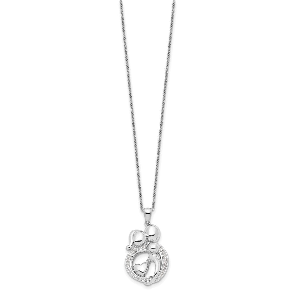 Sterlingsilber Sentimental Expressions Rhodiniert Zirkonia Familie Of 3 Gathering 18 Zoll. Halskette