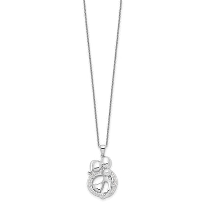 Sterlingsilber Sentimental Expressions Rhodiniert Zirkonia Familie Of 3 Gathering 18 Zoll. Halskette