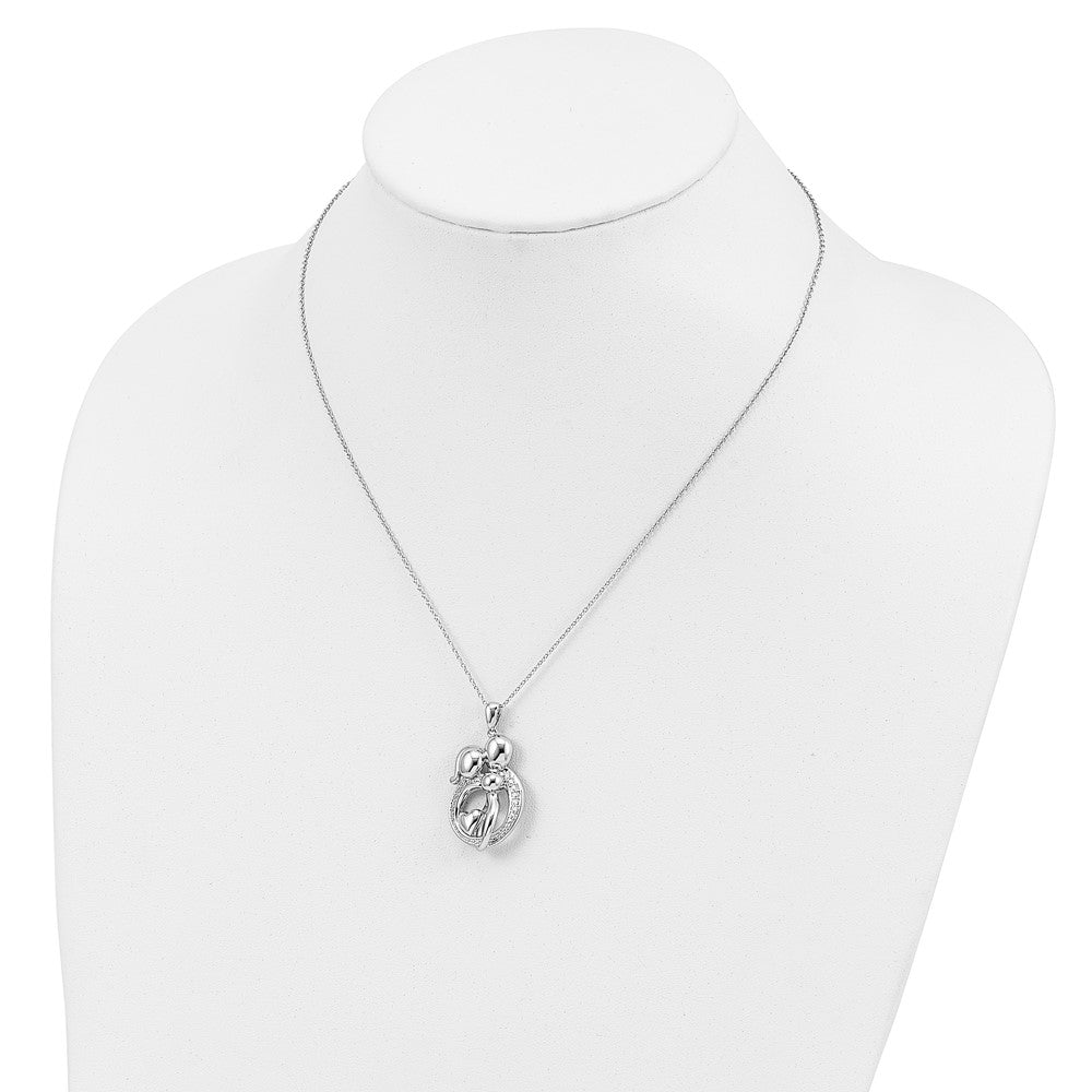 Sterlingsilber Sentimental Expressions Rhodiniert Zirkonia Familie Of 3 Gathering 18 Zoll. Halskette
