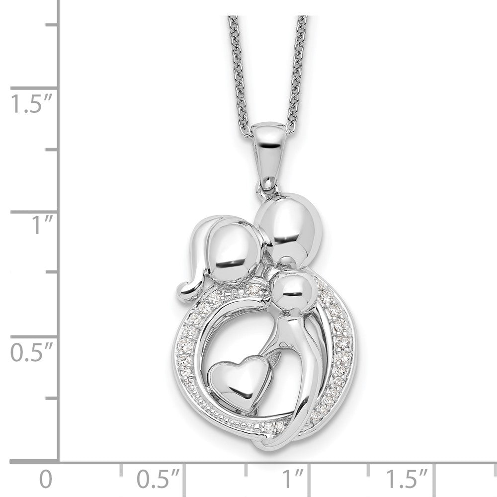 Sterlingsilber Sentimental Expressions Rhodiniert Zirkonia Familie Of 3 Gathering 18 Zoll. Halskette