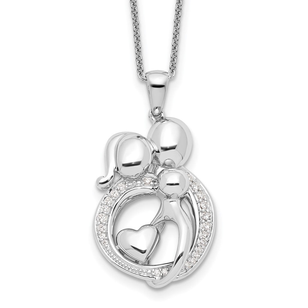 Sterlingsilber Sentimental Expressions Rhodiniert Zirkonia Familie Of 3 Gathering 18 Zoll. Halskette