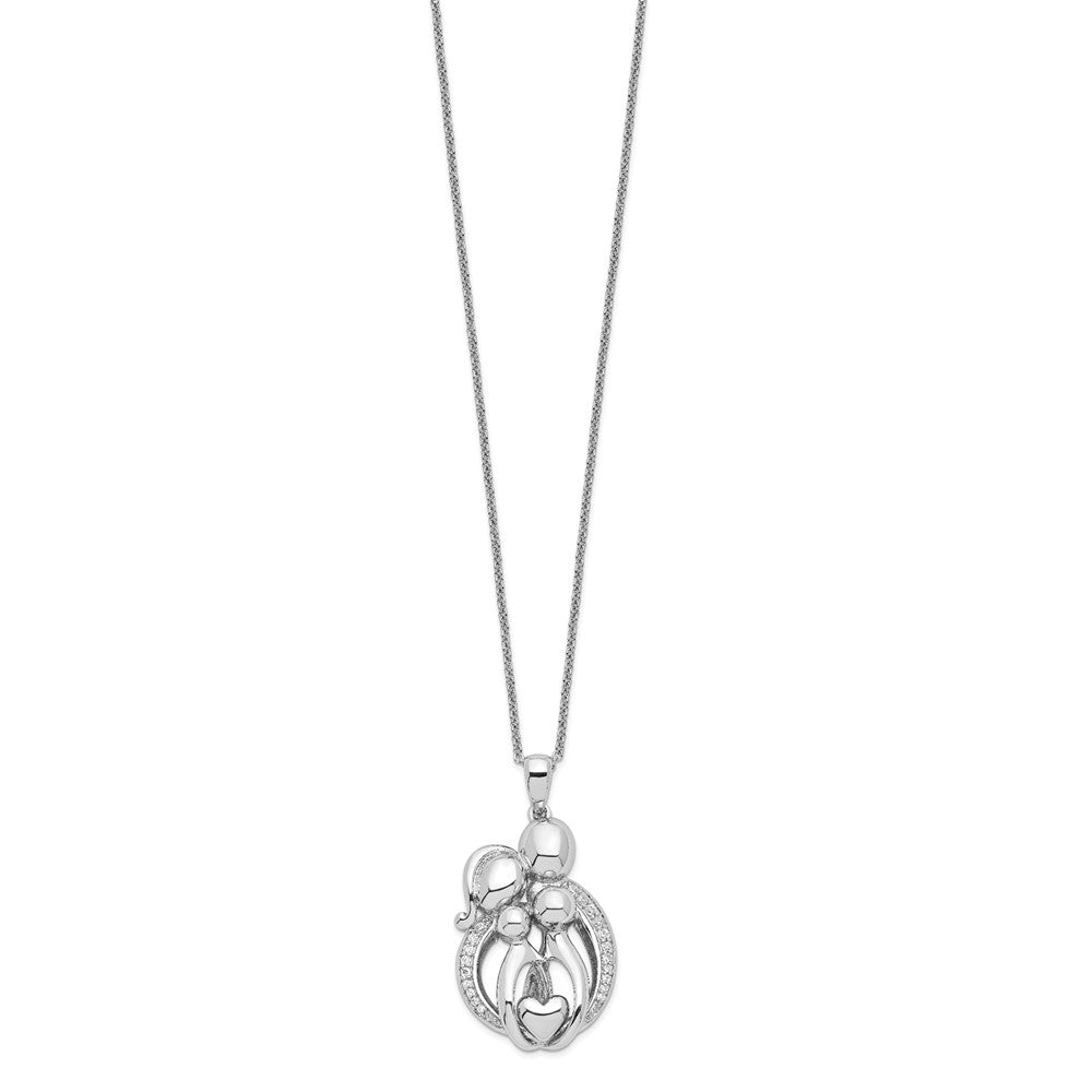 Sterlingsilber Sentimental Expressions Rhodiniert Zirkonia Familie Of 4 Gathering 18 Zoll. Halskette