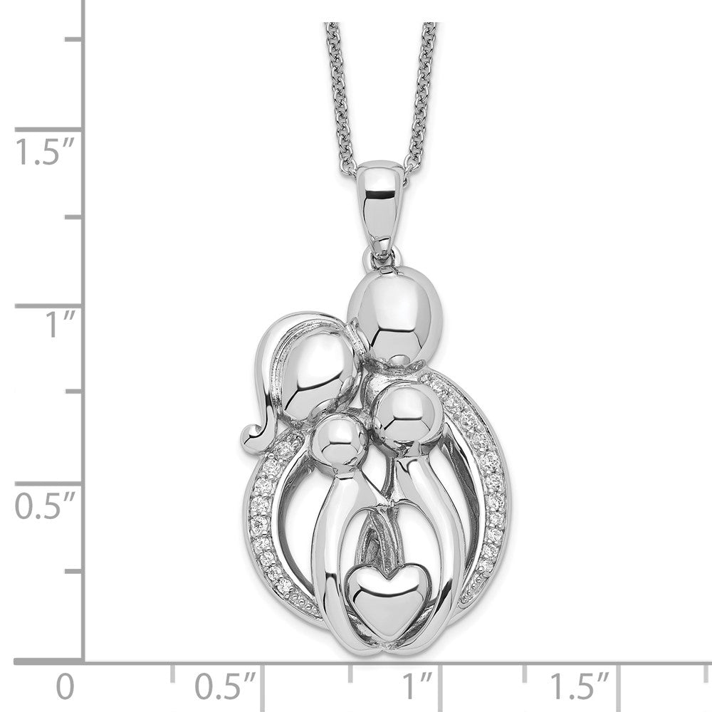 Sterlingsilber Sentimental Expressions Rhodiniert Zirkonia Familie Of 4 Gathering 18 Zoll. Halskette