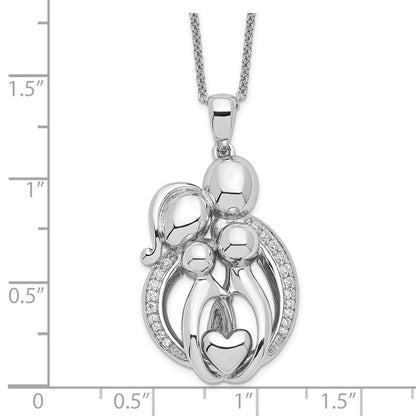Sterlingsilber Sentimental Expressions Rhodiniert Zirkonia Familie Of 4 Gathering 18 Zoll. Halskette