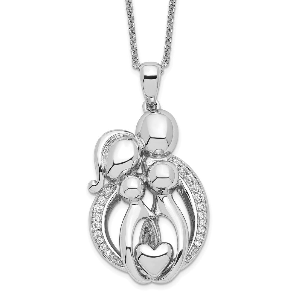 Sterlingsilber Sentimental Expressions Rhodiniert Zirkonia Familie Of 4 Gathering 18 Zoll. Halskette
