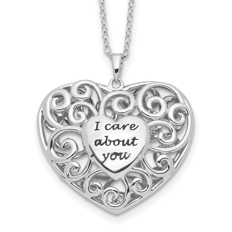 Sterlingsilber Sentimental Expressions Rhodiniert Antikisiert Herz Of Support 18 Zoll. Halskette