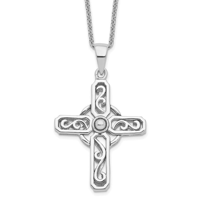Sterlingsilber Sentimental Expressions Rhodiniert Gebet Kreuz 18 Zoll. Halskette