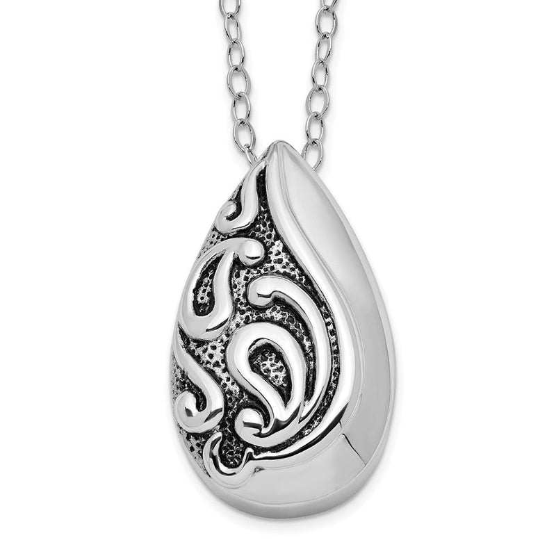 Sterlingsilber Sentimental Expressions Rhodiniert Antikisiert Tropfen Ash Halter 18 Zoll Halskette