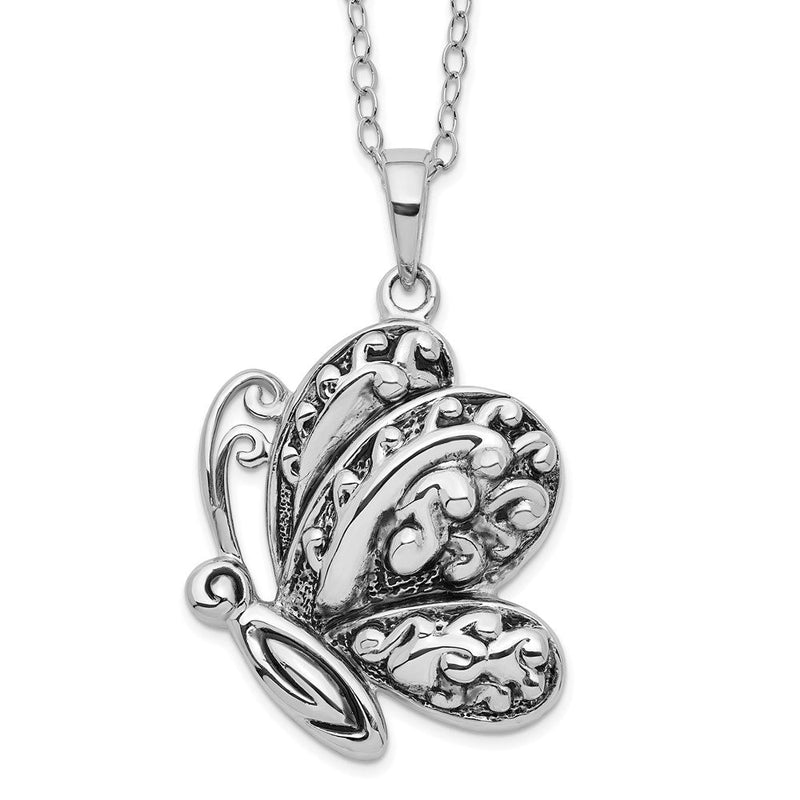Sterlingsilber Sentimental Expressions Rhodiniert Antikisiert Schmetterling Ash Halter 18 Zoll Halskette