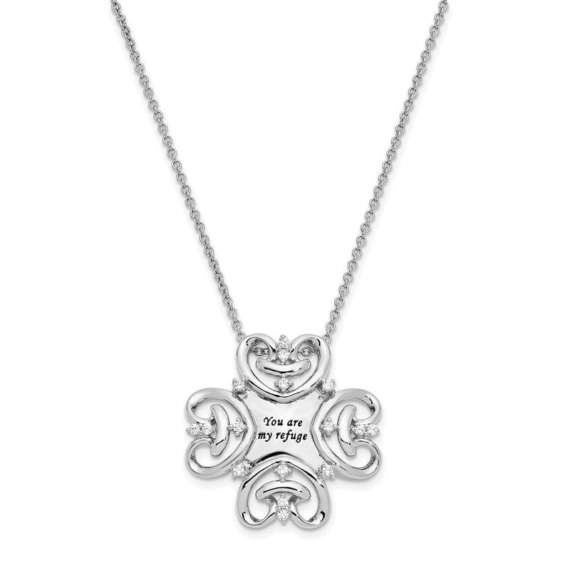 Sterlingsilber Sentimental Expressions Rhodiniert Zirkonia Antikisiert You Are My Refuge 18 Zoll. Halskette