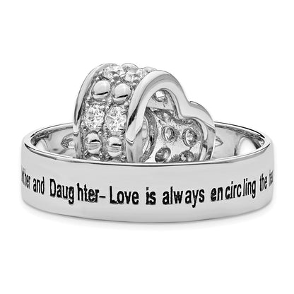 Sterlingsilber Sentimental Expressions Rhodiniert Zirkonia Antikisiert Mutter und Tochter 18 Zoll Halskette