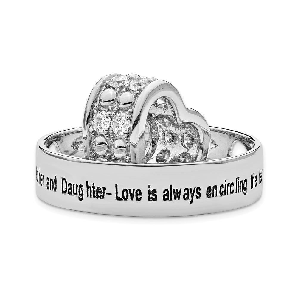 Sterlingsilber Sentimental Expressions Rhodiniert Zirkonia Antikisiert Mutter und Tochter 18 Zoll Halskette
