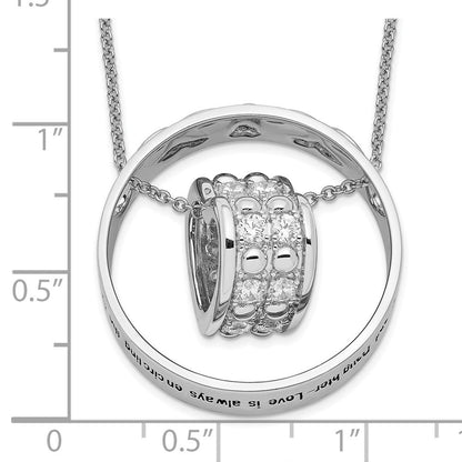 Sterlingsilber Sentimental Expressions Rhodiniert Zirkonia Antikisiert Mutter und Tochter 18 Zoll Halskette