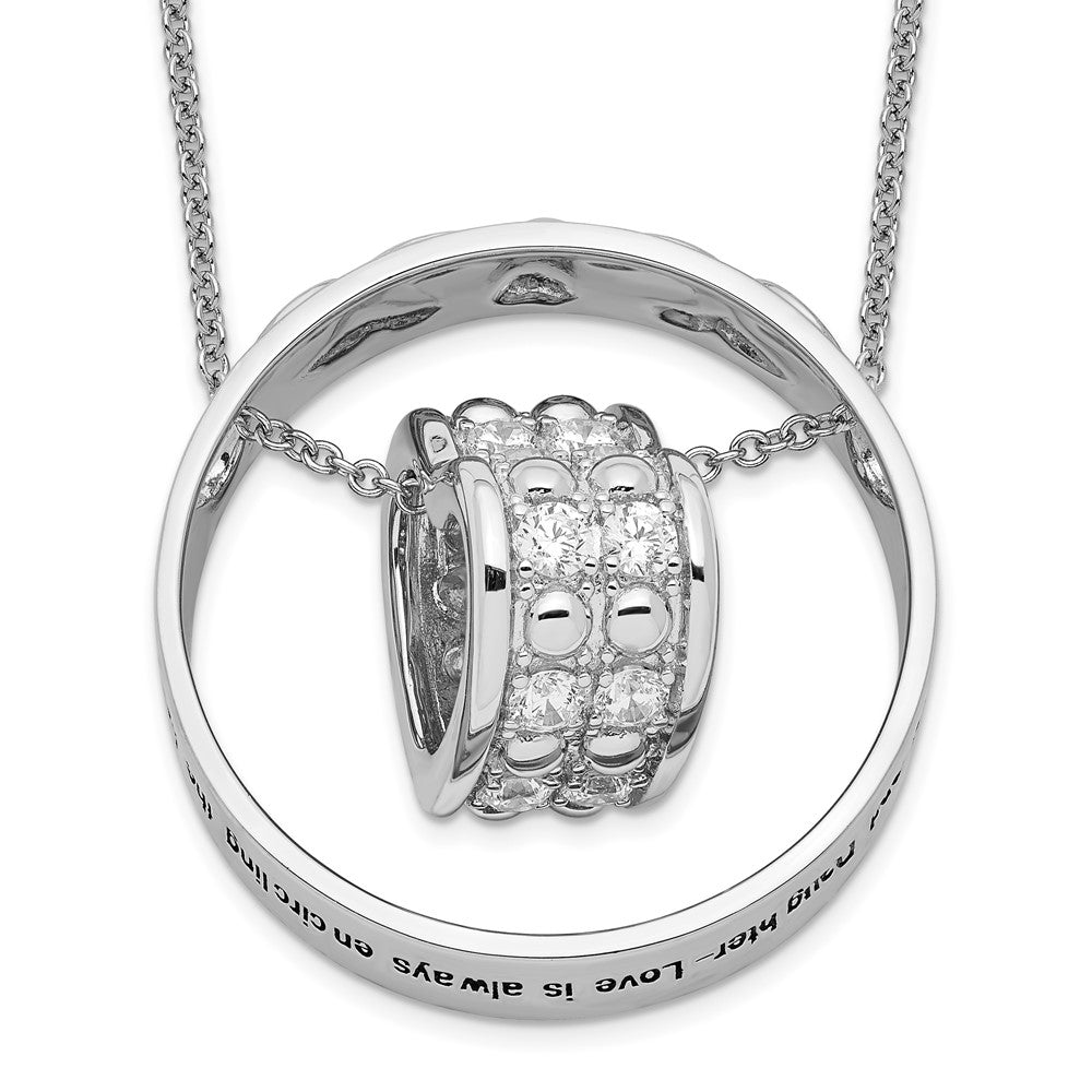 Sterlingsilber Sentimental Expressions Rhodiniert Zirkonia Antikisiert Mutter und Tochter 18 Zoll Halskette