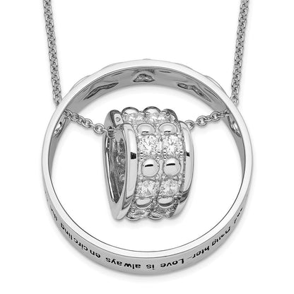 Sterlingsilber Sentimental Expressions Rhodiniert Zirkonia Antikisiert Mutter und Tochter 18 Zoll Halskette