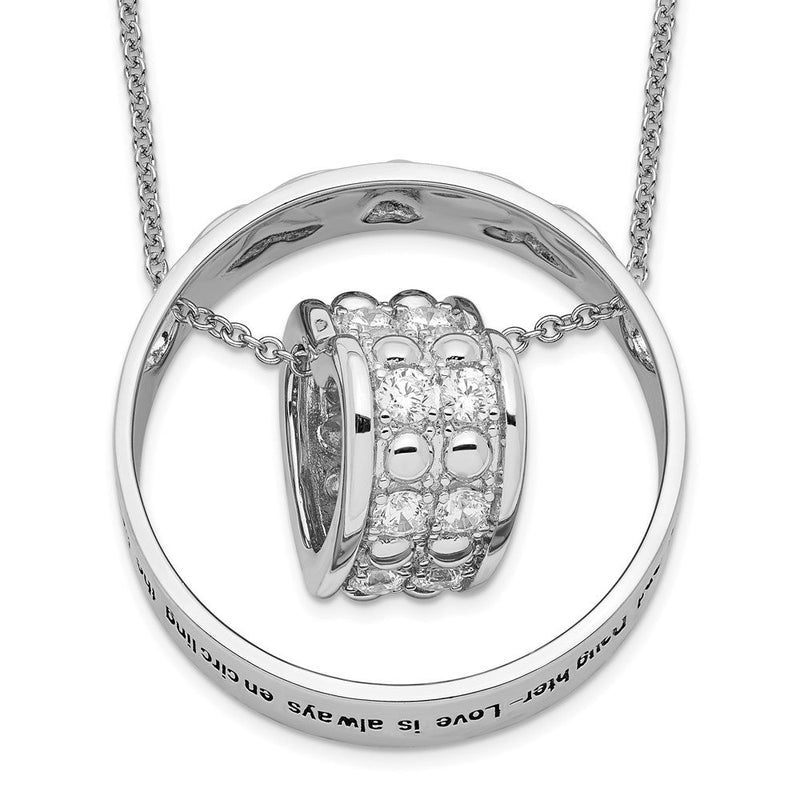 Sterlingsilber Sentimental Expressions Rhodiniert Zirkonia Antikisiert Mutter und Tochter 18 Zoll Halskette