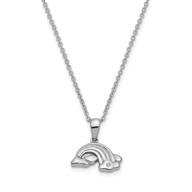 Sterlingsilber Sentimental Expressions Rhodiniert Zirkonia Paint Rainbows 14 Zoll. Halskette mit 2 Zoll. Verlängerung