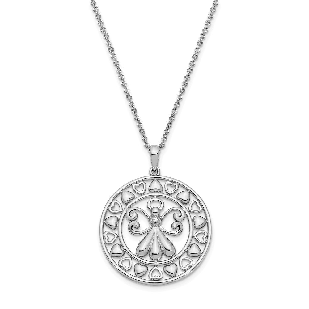 Sterlingsilber Sentimental Expressions Rhodiniert Zirkonia Angels auf Assignment 18 Zoll. Halskette