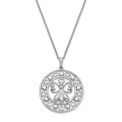 Sterlingsilber Sentimental Expressions Rhodiniert Zirkonia Angels auf Assignment 18 Zoll. Halskette