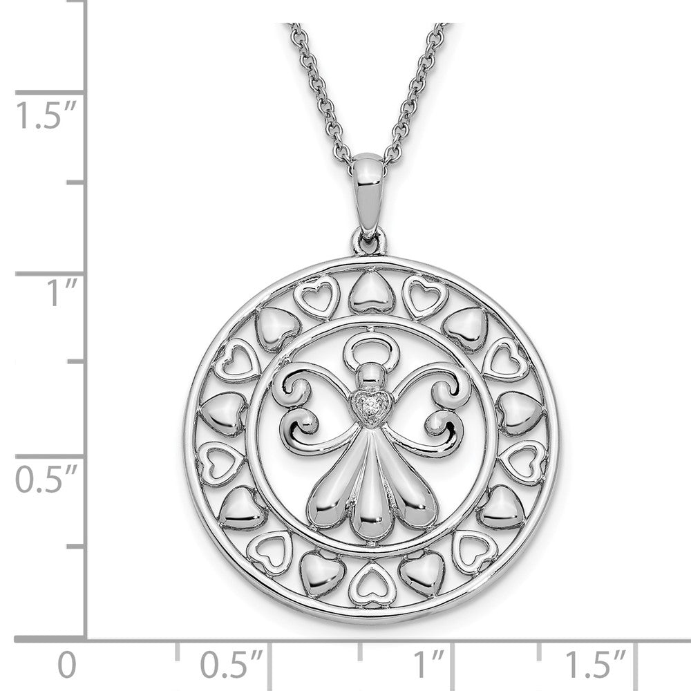 Sterlingsilber Sentimental Expressions Rhodiniert Zirkonia Angels auf Assignment 18 Zoll. Halskette