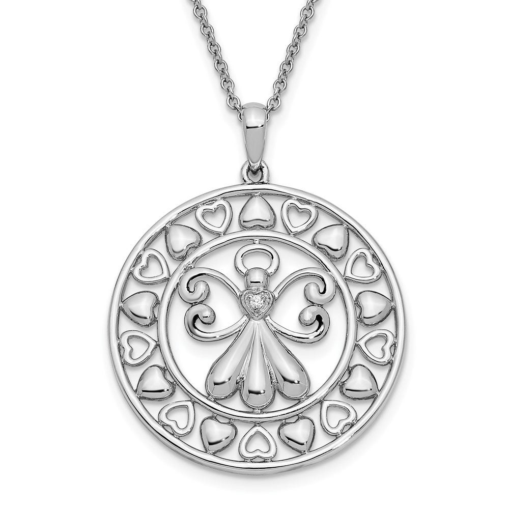 Sterlingsilber Sentimental Expressions Rhodiniert Zirkonia Angels auf Assignment 18 Zoll. Halskette