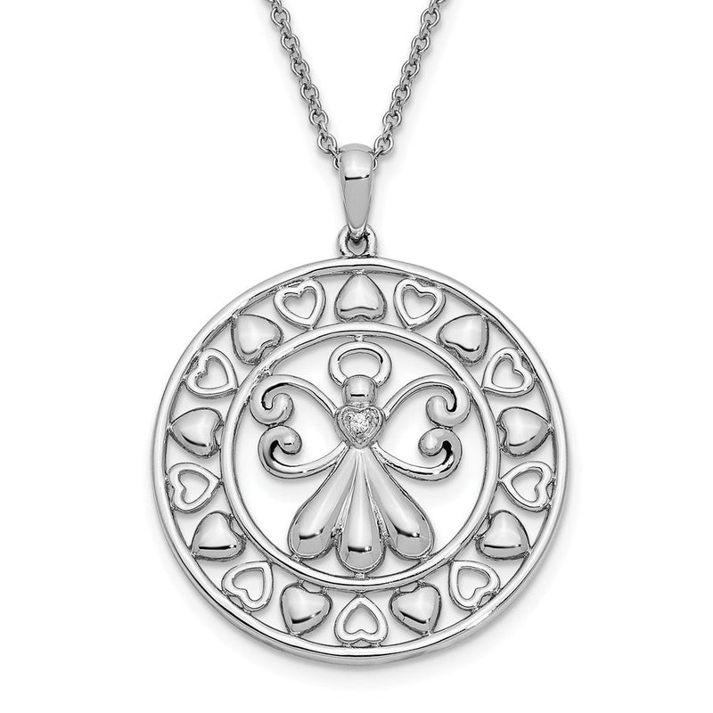 Sterlingsilber Sentimental Expressions Rhodiniert Zirkonia Angels auf Assignment 18 Zoll. Halskette