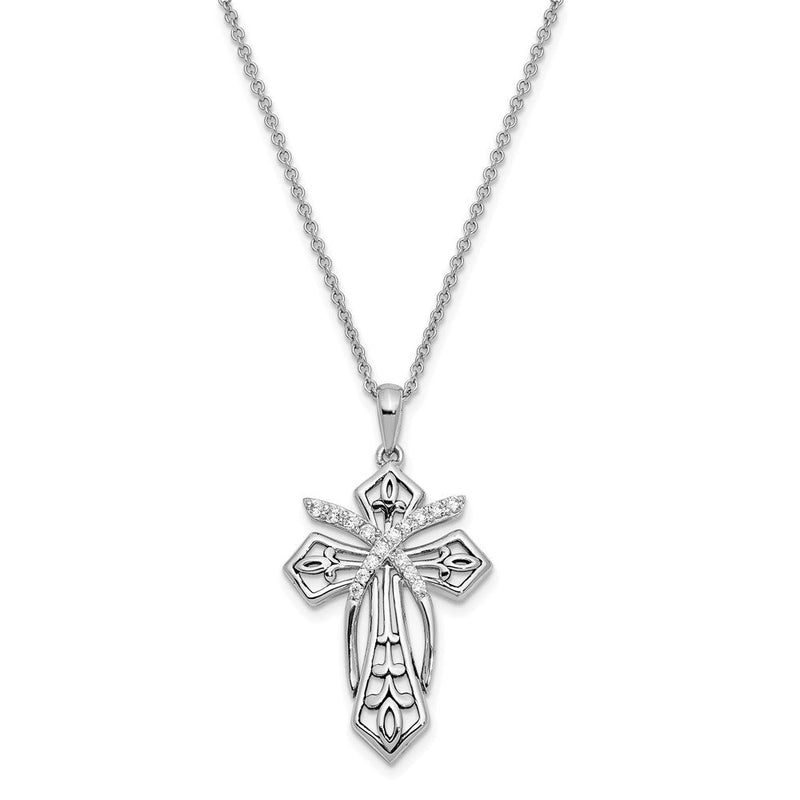 Sterlingsilber Sentimental Expressions Rhodiniert Zirkonia Antikisiert The Salvation Kreuz 18 Zoll. Halskette
