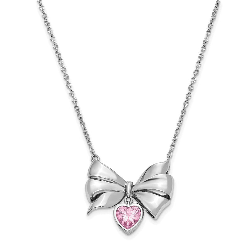 Sterlingsilber Sentimental Expressions Rhodiniert Antikisiert Rosa Zirkonia Krawatten The Knoten 18 Zoll. Halskette